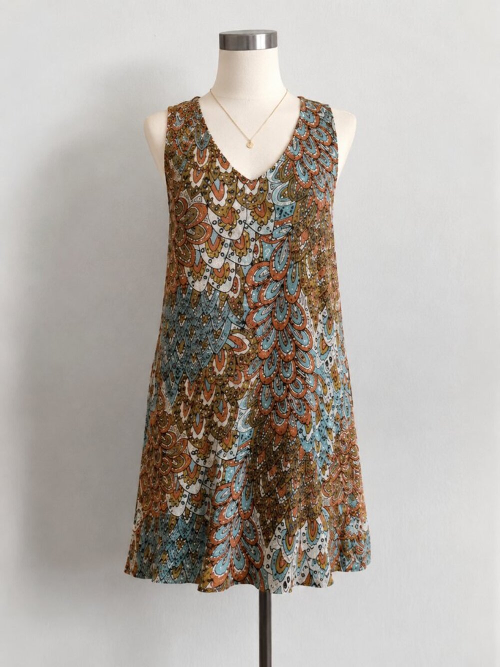 Anne Klein Dress Sz 10 Paisley V Neck Shift Dress Boho Cottagecore